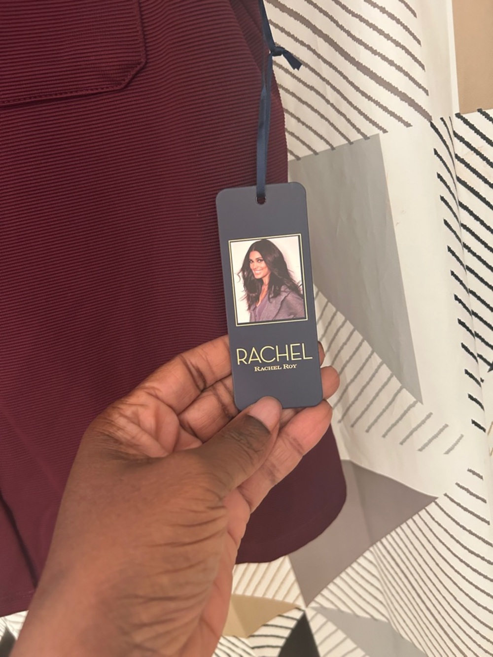 Rachel Burgundy Short-Sleeve Polo with Gold Pearl Buttons - Picture 2 of 2